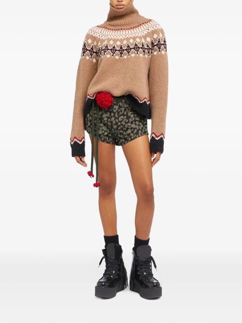 Alanui Seattle Jungle leopard-print denim shorts - 0717-Ardesia-Dark Dust