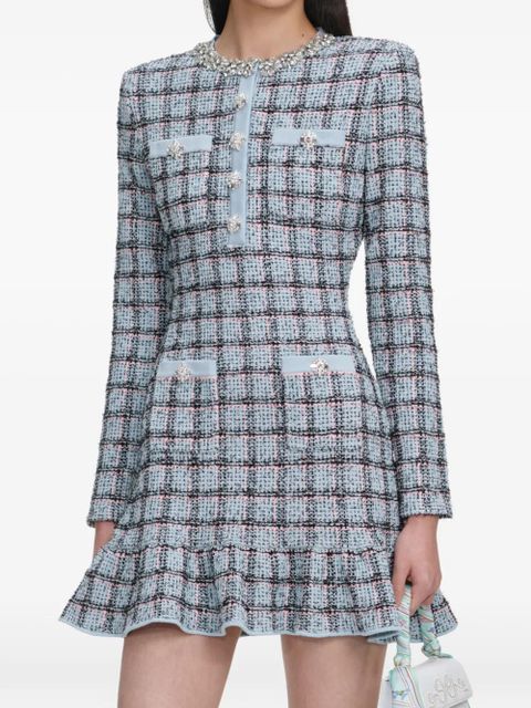 Self-Portrait checked mini dress - Blue - zdjęcie produktu nr 2