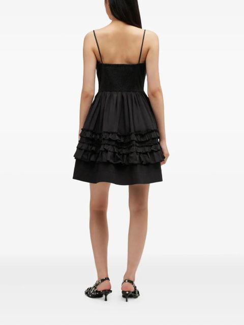 GANNI ruffled mini dress - Black