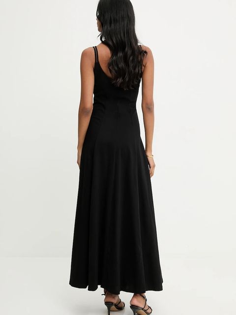 Answear.LAB sukienka bawełniana kolor czarny maxi rozkloszowana