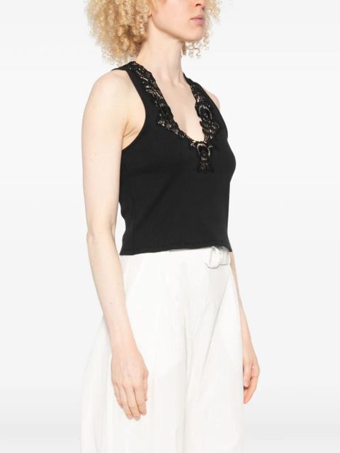 TWINSET lace-trim ribbed top - Black