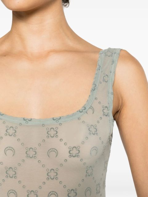 Marine Serre Moonogram flocked tulle bodysuit - Grey