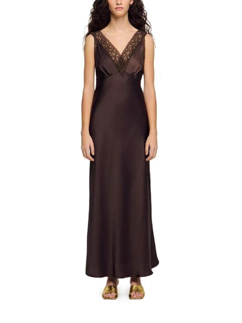 SANDRO lace V-neck maxi dress - Brown - zdjęcie produktu nr 2