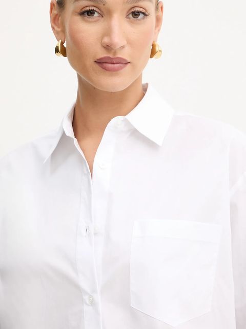 MICHAEL Michael Kors koszula bawełniana damska kolor biały regular z kołnierzykiem klasycznym MF540VMJV1