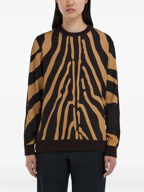 Ferragamo animal-print panelled sweater - Brown