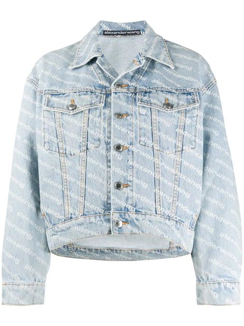 Alexander Wang Falling Back logo-print denim jacket - Blue - zdjęcie produktu nr 1