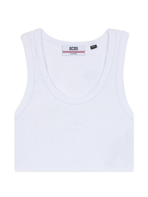 GCDS logo-embroidered crop top - White - zdjęcie produktu nr 1