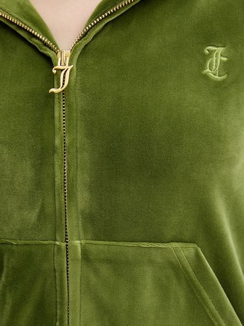 Juicy Couture bluza ROBERTSON HOODIE damska kolor zielony z kapturem z aplikacją JCAP176G