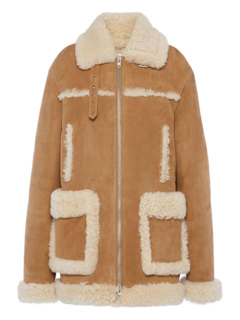 Maison Margiela shearling-trim suede jacket - Brown - zdjęcie produktu nr 1