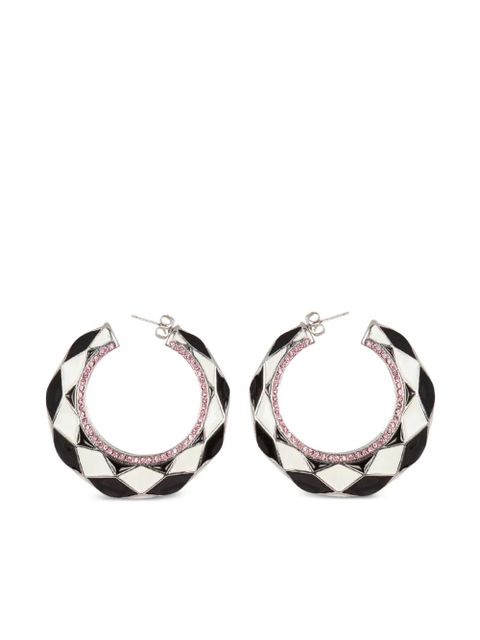 Balmain Diamond enamelled hoop earrings - White - zdjęcie produktu nr 1