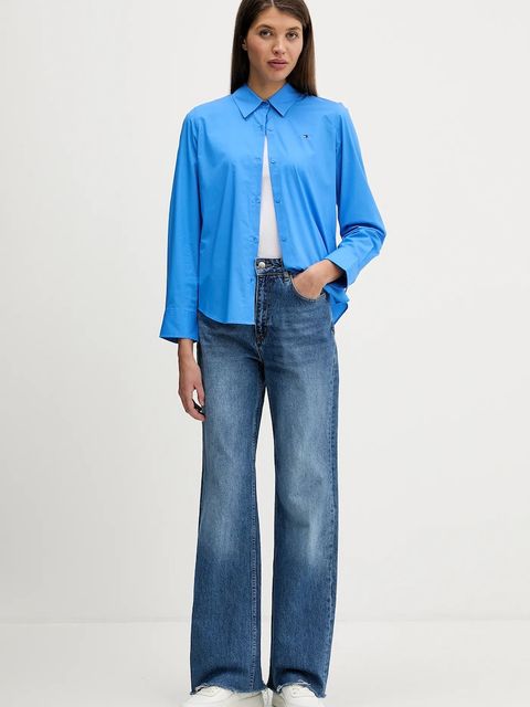 Tommy Hilfiger koszula damska kolor niebieski regular z kołnierzykiem klasycznym WW0WW47169 - zdjęcie produktu nr 2