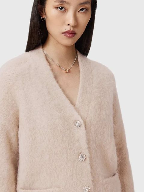 AllSaints kardigan z wełną damski kolor beżowy W077KD - zdjęcie produktu nr 2