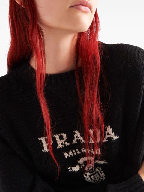 Prada logo-intarsia wool-cashmere jumper - Black