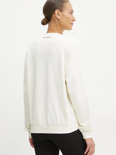 Karl Lagerfeld bluza bawełniana damska kolor beżowy z aplikacją A1W20045