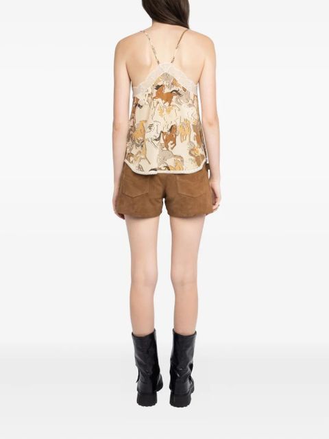 Zadig&Voltaire Christy horse-print lace-trimmed top - Neutrals - zdjęcie produktu nr 2