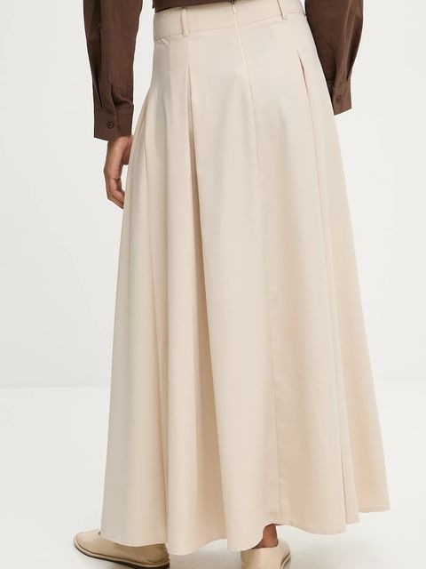 Answear.LAB spódnica kolor beżowy maxi rozkloszowana