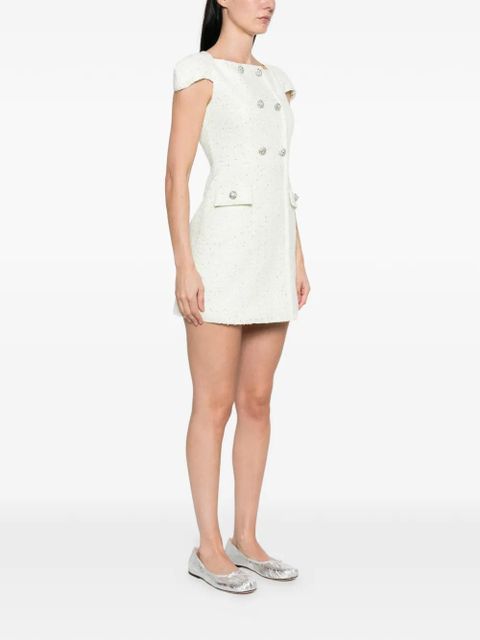 Self-Portrait bouclé mini dress - Green