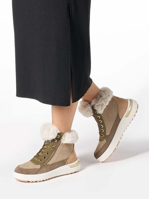 Geox botki zamszowe D DALYLA B ABX damskie kolor beżowy na płaskim obcasie ocieplone D26QSA 022BH CB31Q