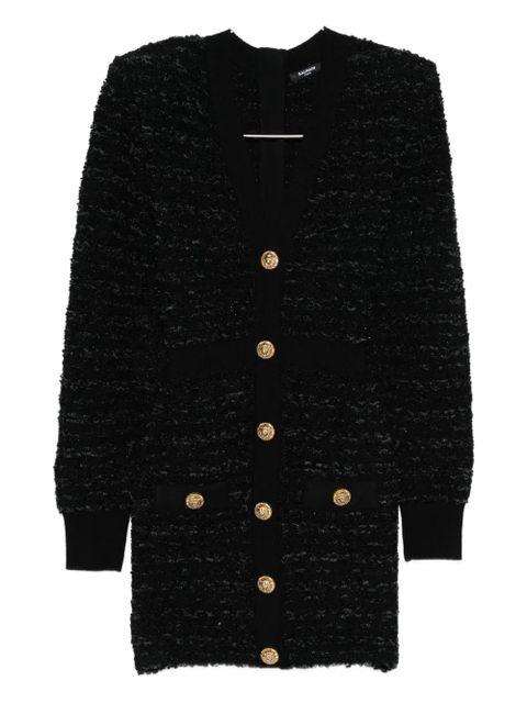 Balmain pockets button knit tweed dress - Black