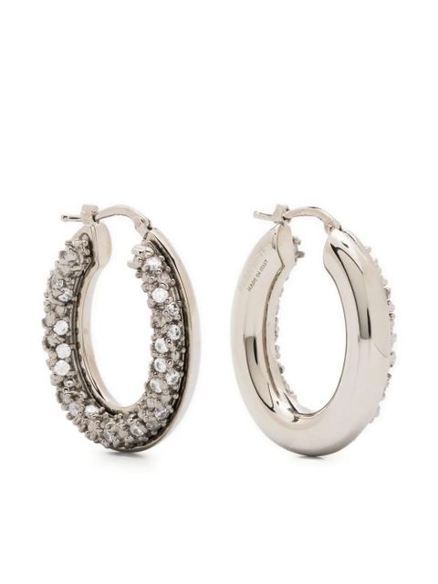Jil Sander crystal-embellished hoop earrings - Grey - zdjęcie produktu nr 1