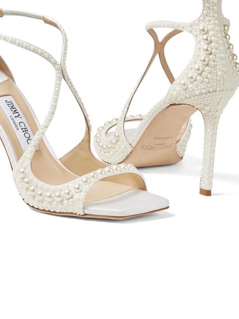 Jimmy Choo Azia 95mm pearl-embellished sandals - White