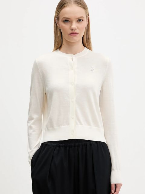 HUGO kardigan wełniany damski kolor beżowy lekki 50550984 - zdjęcie produktu nr 1