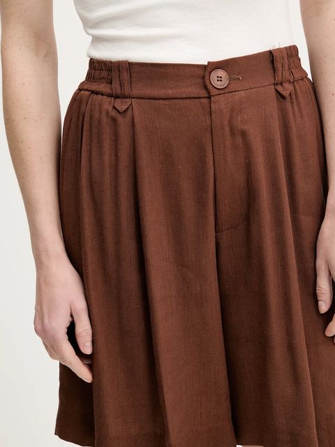 Answear.LAB szorty z lnem damskie kolor brązowy gładkie high waist