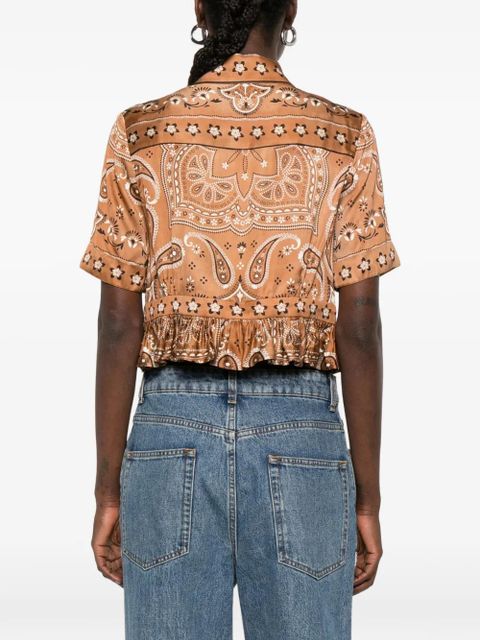 SANDRO Vanessi paisley ruffled shirt - Brown