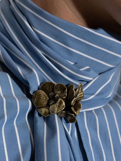 Max Mara Disco striped flower-embellished blouse - Blue