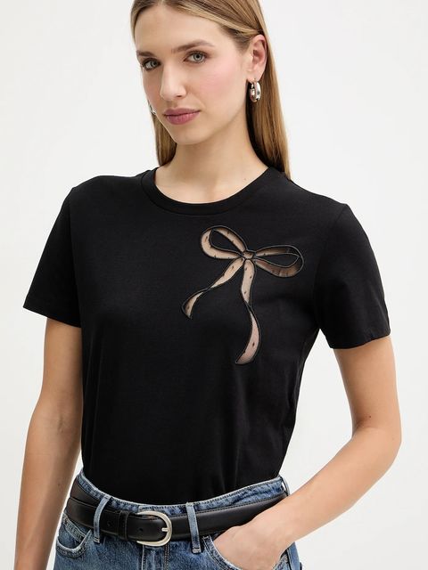 Twinset t-shirt bawełniany damski kolor czarny 252TT2312