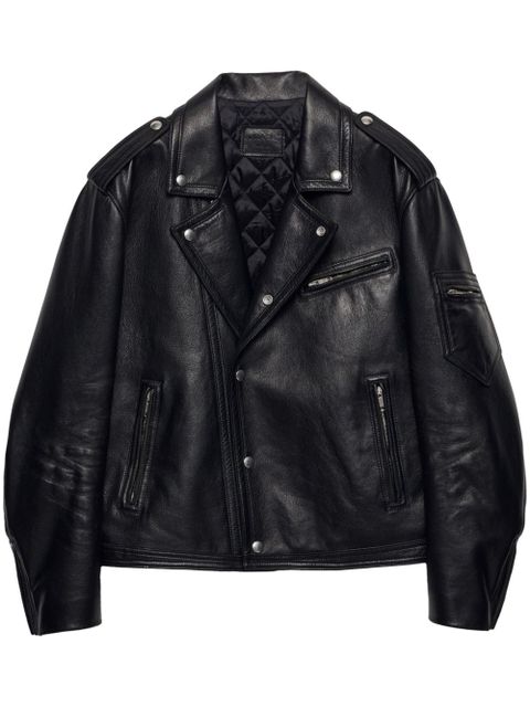 Prada leather biker jacket - Black - zdjęcie produktu nr 1