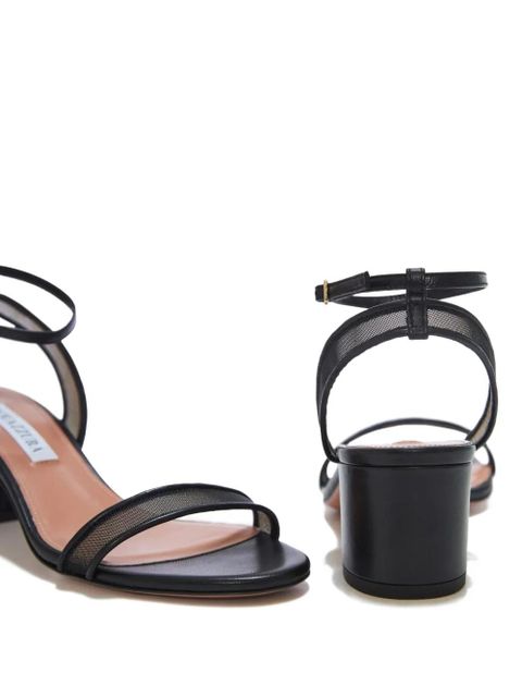 Aquazzura 50mm Minimalist mesh-panel block-heel sandals - Black - zdjęcie produktu nr 2