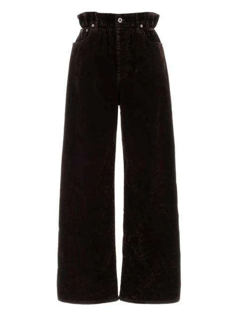 Miu Miu elastic-waist velvet trousers - Brown - zdjęcie produktu nr 2