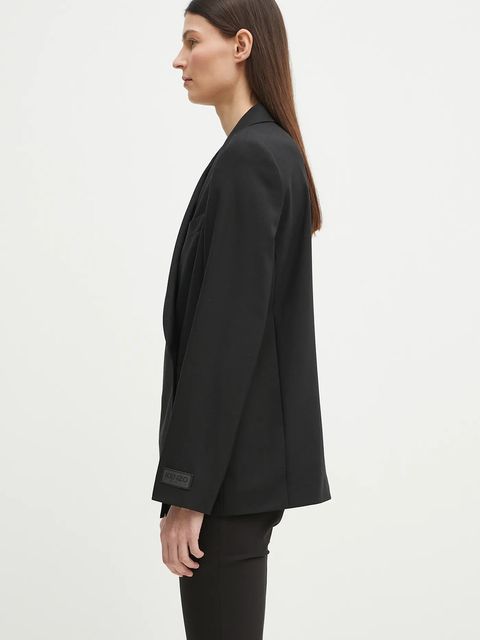 Kenzo marynarka wełniana kolor czarny jednorzędowa gładka FF52VE2589RA.99