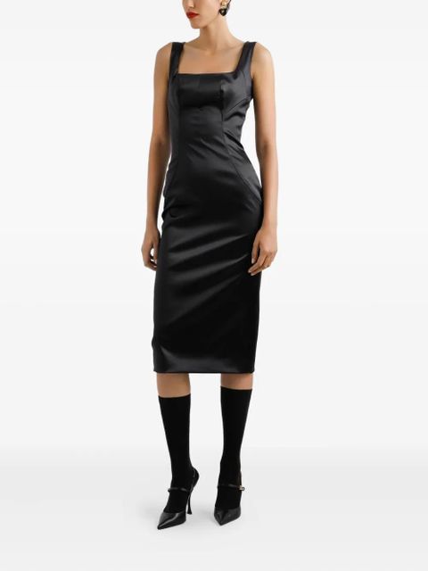 Dolce & Gabbana square-neck satin midi dress - Black