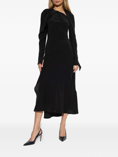Victoria Beckham long-sleeve twisted midi dress - Black - zdjęcie produktu nr 2