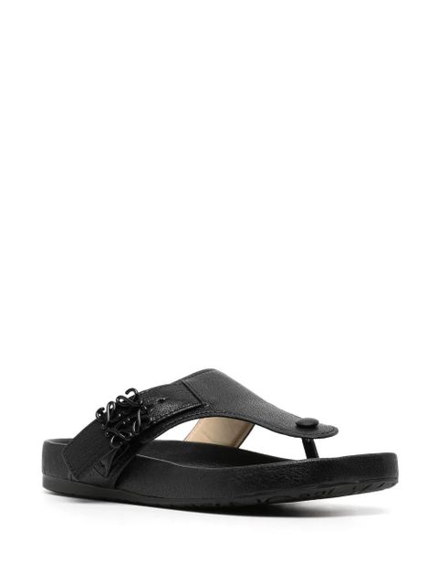 LOEWE logo-plaque leather flip flops - Black - zdjęcie produktu nr 2