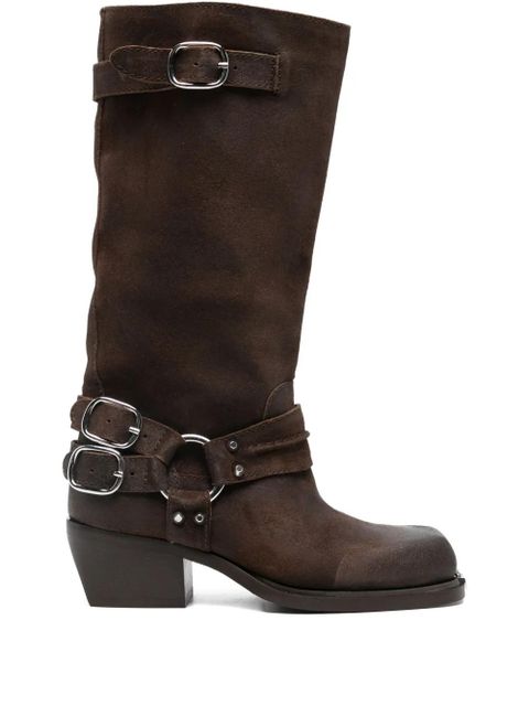 SANDRO buckle-strap studded boots - Brown - zdjęcie produktu nr 1