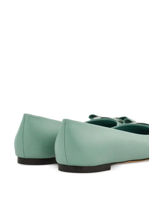 Ferragamo New Vara-bow lambskin ballerina shoes - Green