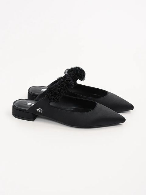 Karl Lagerfeld baleriny KERRIE kolor czarny z odkrytą piętą KL40154 - zdjęcie produktu nr 2