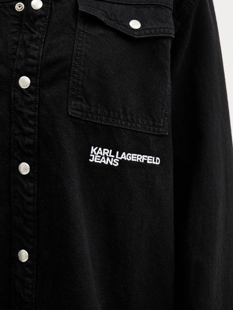 Karl Lagerfeld Jeans koszula jeansowa damska kolor czarny relaxed z kołnierzykiem klasycznym A4W11033