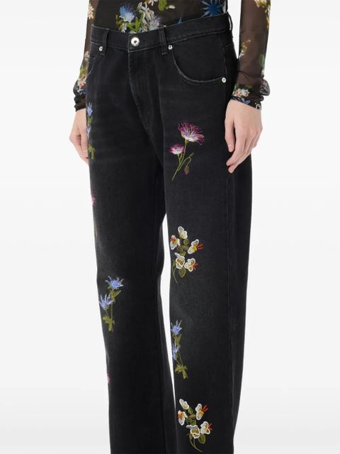 Blumarine floral-embroidered trousers - Black
