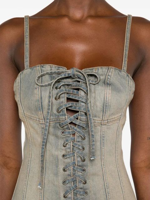 MISBHV Lara lace-up denim dress - Blue