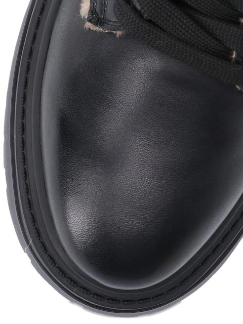 PINKO lace-up shearling trim boots - Black