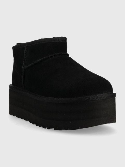 UGG śniegowce zamszowe W Classic Ultra Mini Platform kolor czarny 1135092.BLK