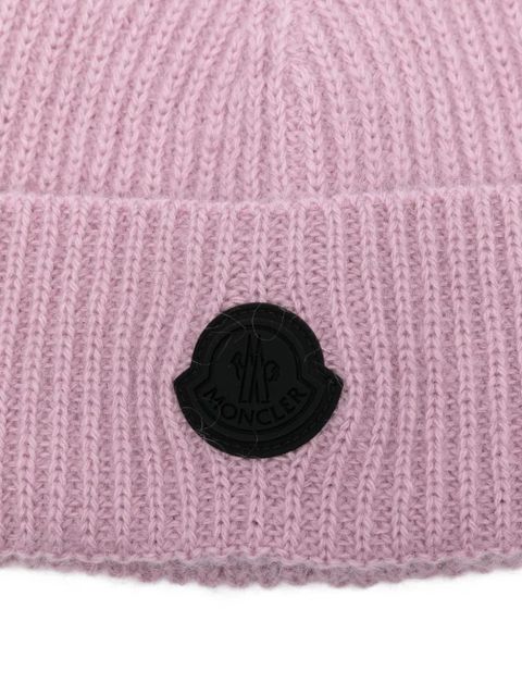Moncler ribbed logo-plaque beanie - Pink - zdjęcie produktu nr 2