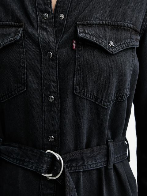 Levi's sukienka jeansowa kolor czarny midi rozkloszowana 004H3