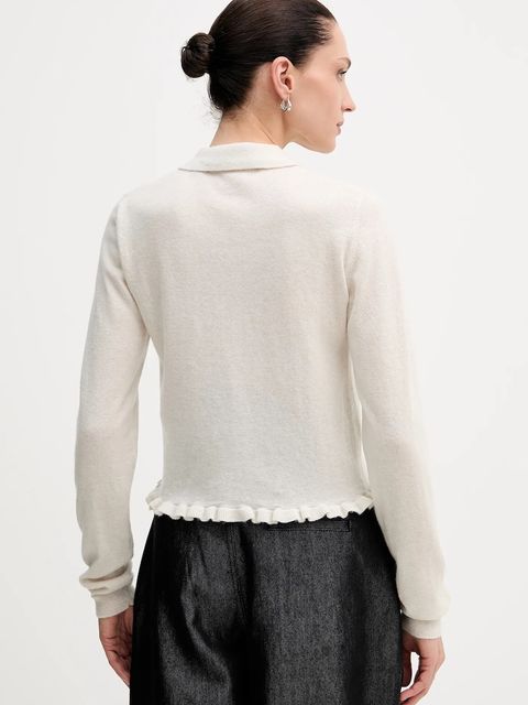 Rotate kardigan wełniany damski kolor szary lekki 1154641472