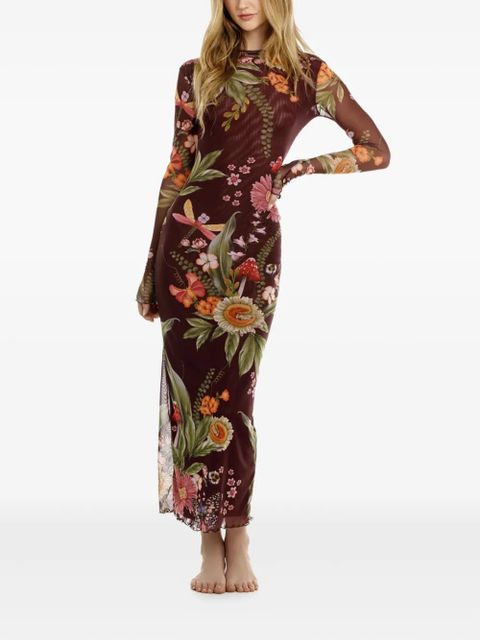 Agua By Agua Bendita floral-print mesh maxi dress - Brown - zdjęcie produktu nr 2