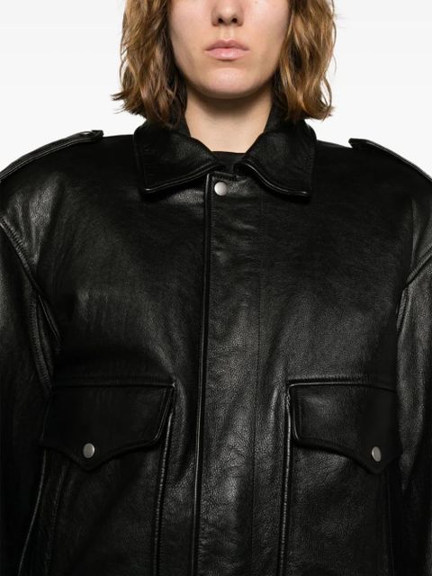 Saint Laurent leather zip-up jacket - Black